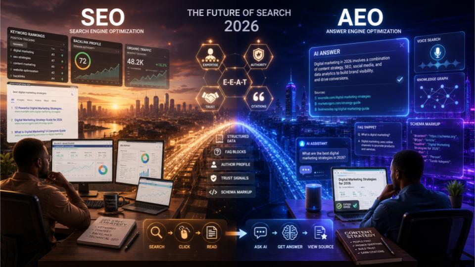 SEO vs AEO in 2026: What Content Creators Must Know In Nigeria